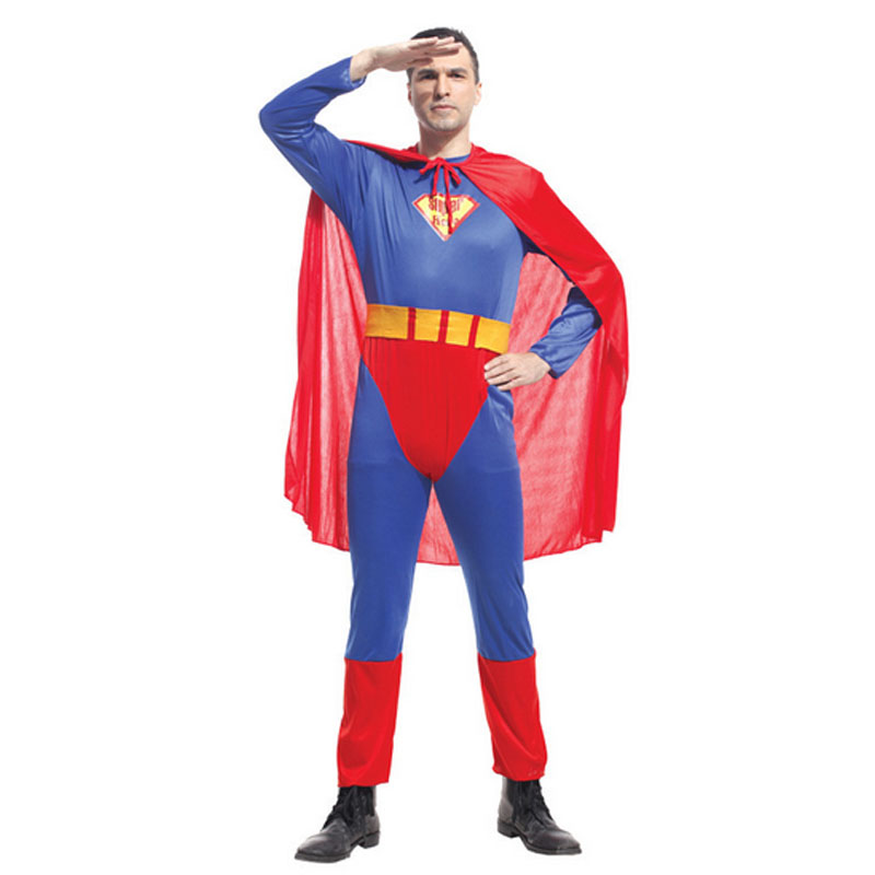 Adult Women Men Supermen Cosplay Clothing Cloak Jumpsuits Hallowmas ...