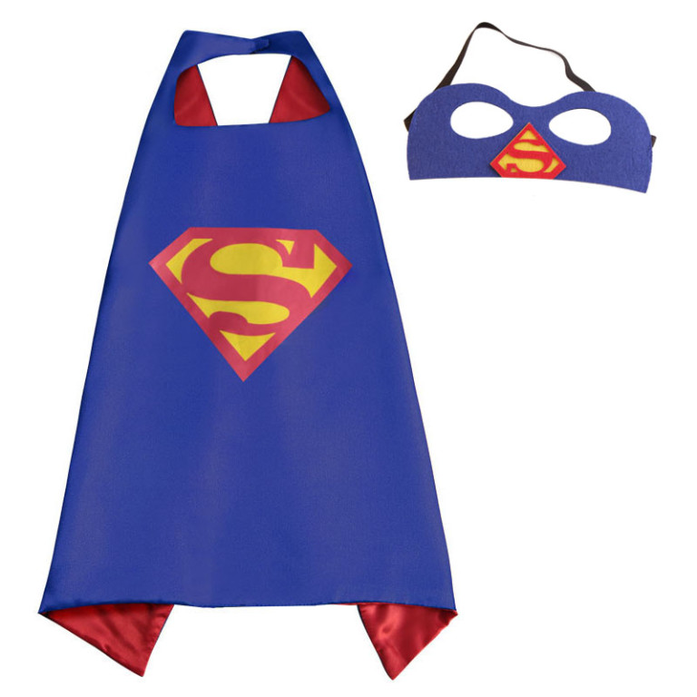New kids Party cosplay Superman capes 1 cape + 1 mask Double sides