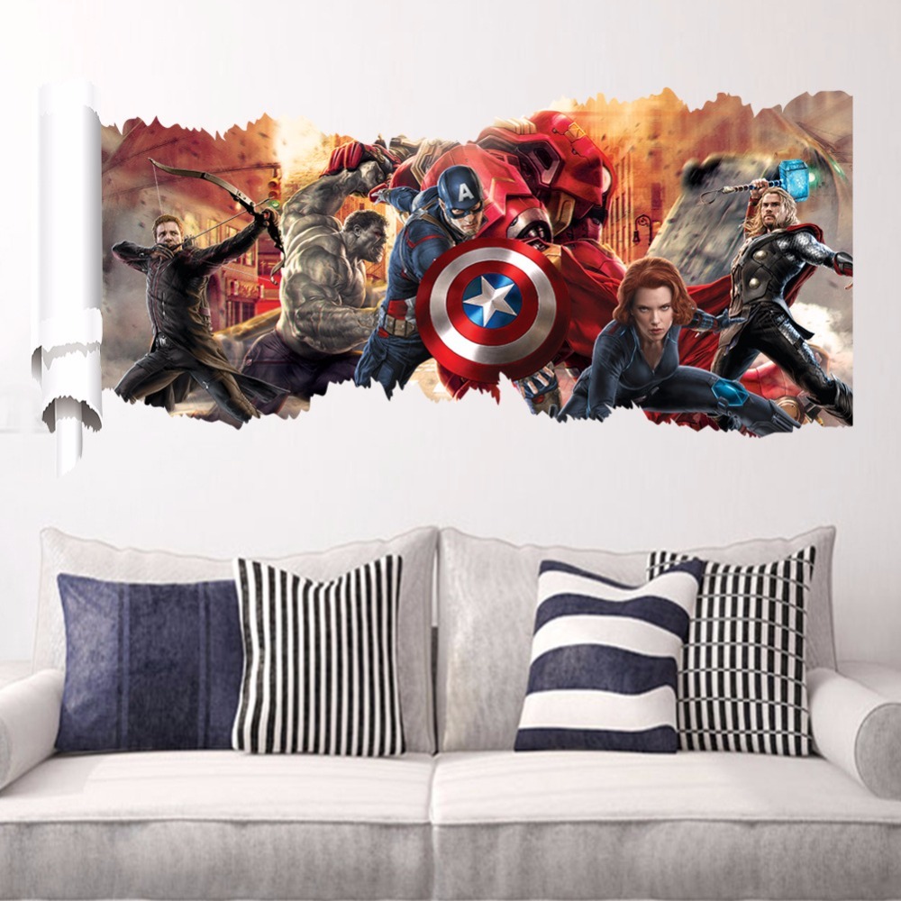 Home & Garden 3D Avengers Hulk Peel Wall Stickers Decal Wallpaper Mural Art  Decor Kids Room Decals, Stickers & Vinyl Art 