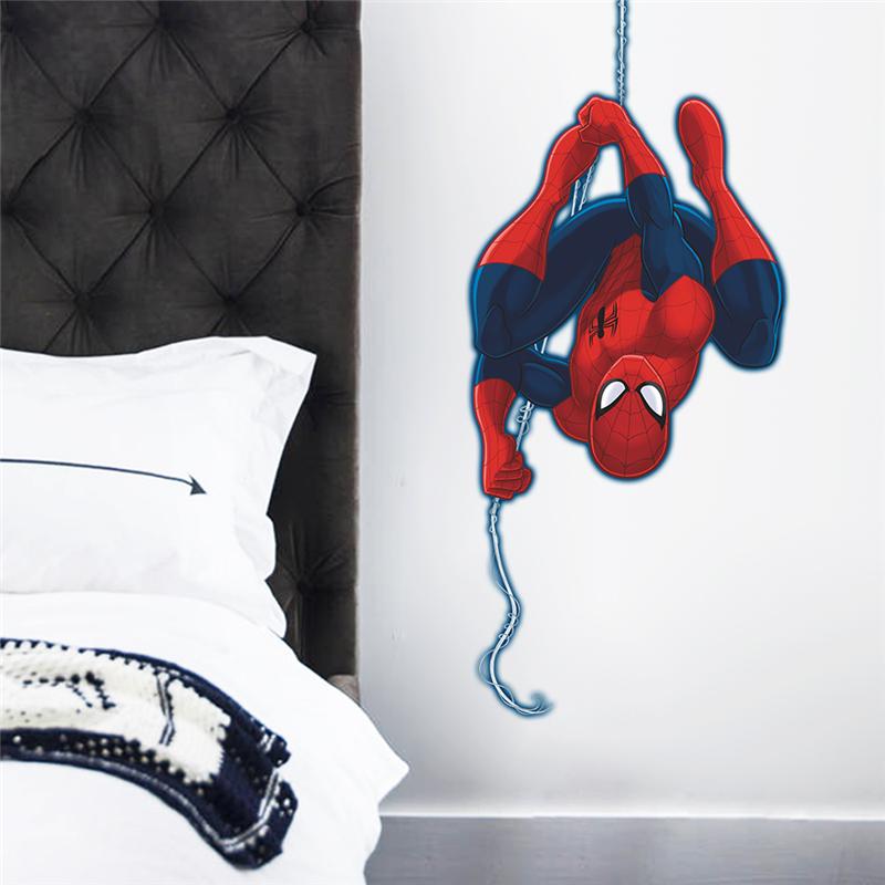 US 3D Spiderman Mural Wall Decal Sticker Halloween Cosplay DIY Kids Room Decor