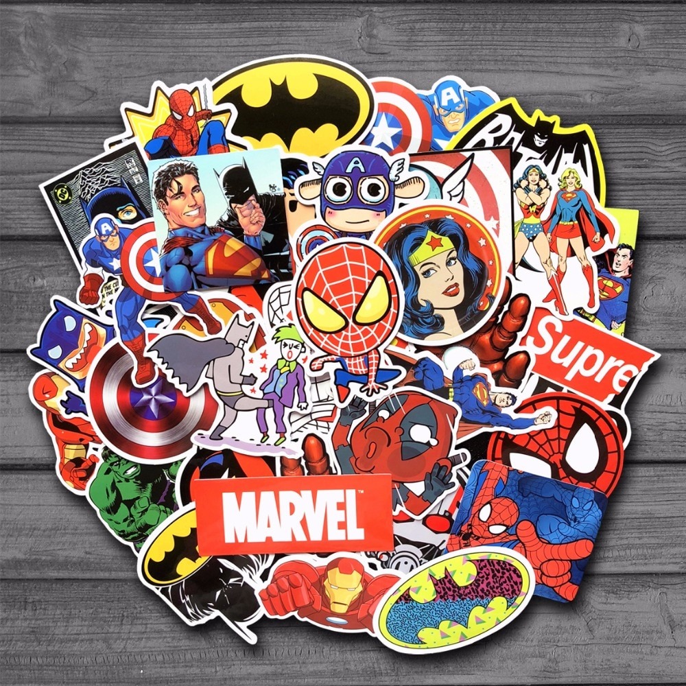 NEW 50 Pcs/Lot Stickers For MARVEL Super Hero DC For Car